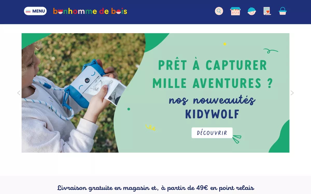 Page d’accueil de la boutique en ligne Bonhomme de Bois