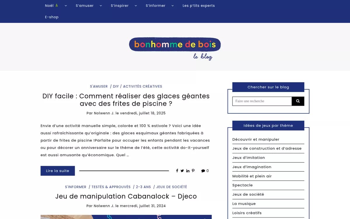 Page d’accueil du blog Bonhomme de Bois